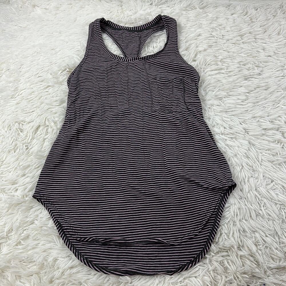 Lululemon Yogi Racerback Hyper Stripe Mauvelous Heathered Black